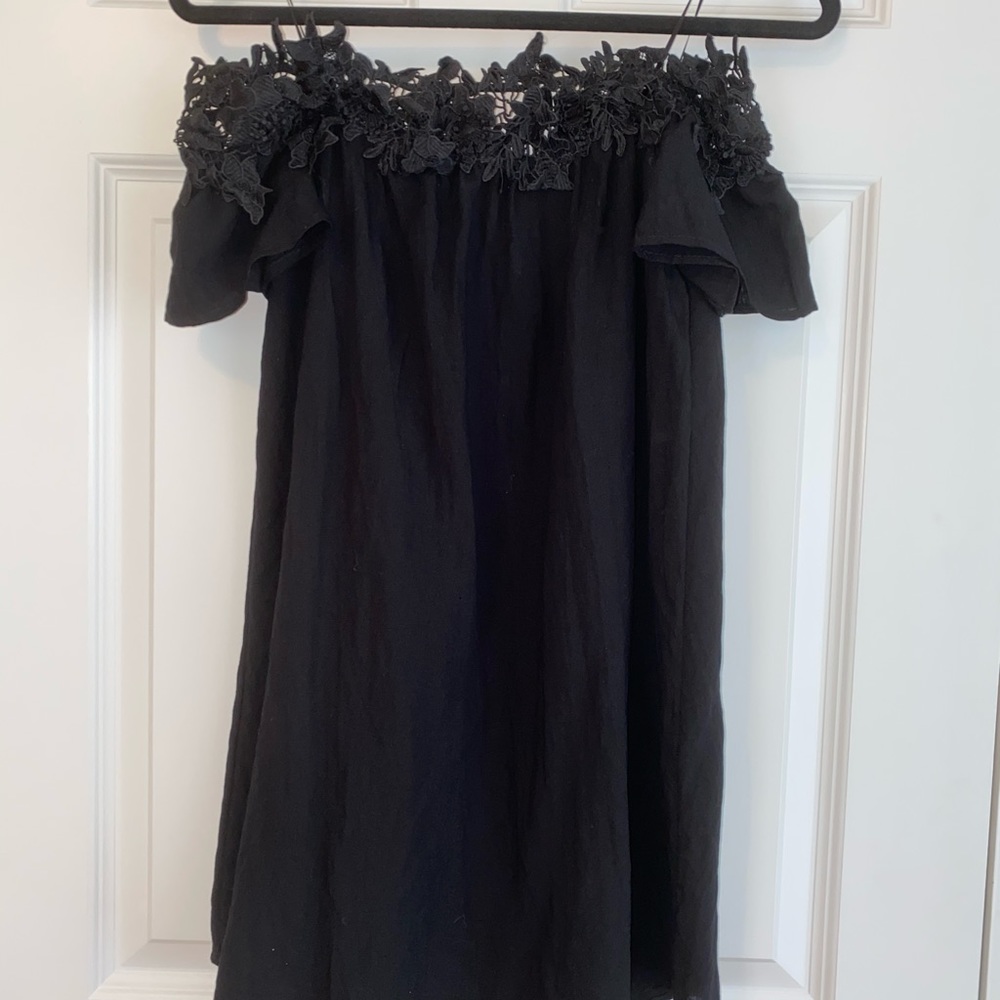 Black dress with lace on top